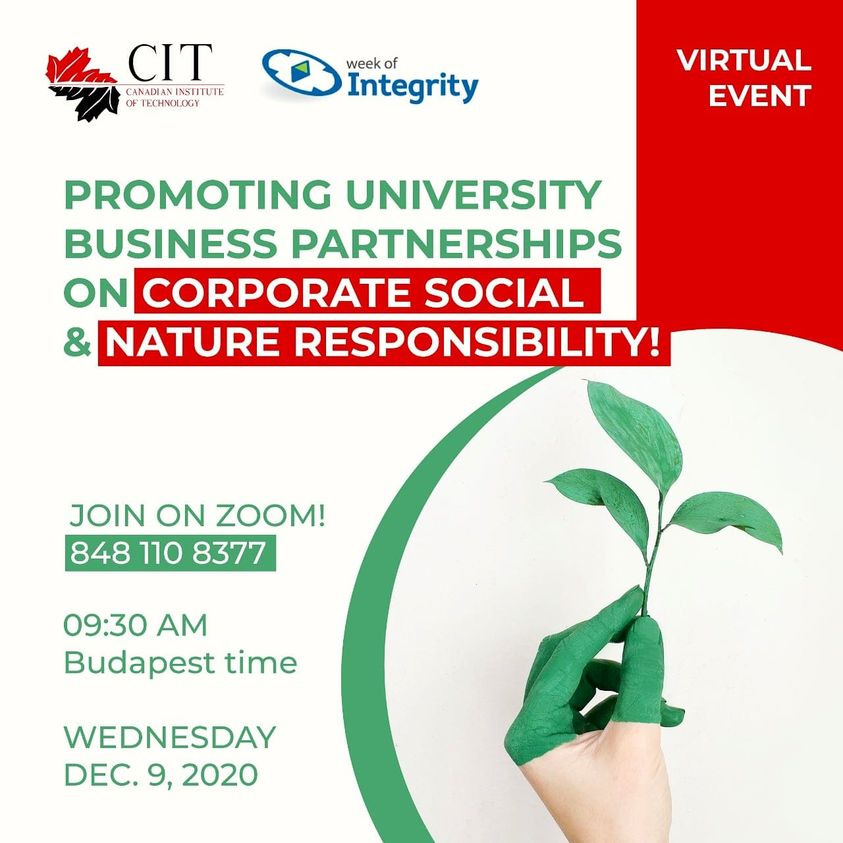 Ngjarje virtuale me temen Promovimi i Partneriteteve te Biznesit Universitar mbi Pergjegjesine Sociale dhe Natyrore te Korporates